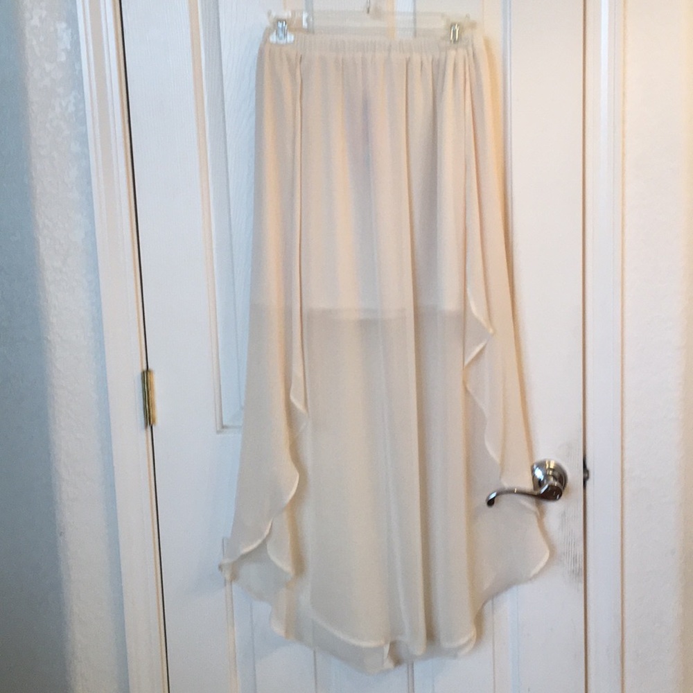 Flutter skirt with sheer overlay